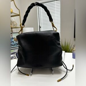 Dolce Vita Preston Black Leather Shoulder Bag Twisted Strap